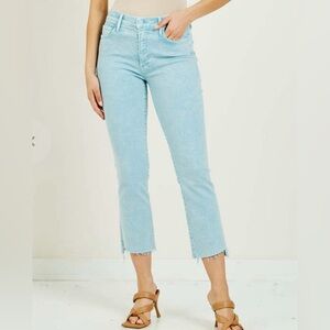 MOTHER The Insider Crop Step Fray Hem Blue Glow Wash High-Waisted Jeans